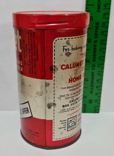 Vintage Calumet Double Acting Baking Powder 1 Lb. Tin with Indian Chief Graphics - Picture 4 of 10