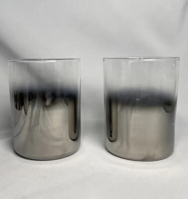 2 ct Mercury Silver Fade Lowball Glasses 8 oz Tumblers 4  Ombre Cocktail Juice