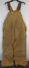 VINTAGE CARHARTT DOUBLE KNEE UNION MADE DUCK CANVAS OVERALLS 42x30 Distressed