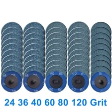 50X 2 inch 36 40 60 80 Grit Zirconia Roll Lock Sanding Grinding Disc Die Grinder
