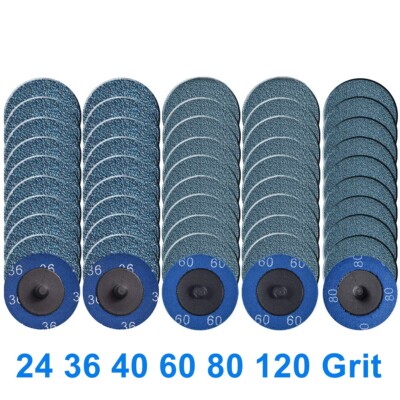 50X 2in 36 40 60 80 Grit Zirconia Quick Change Sanding Grinding Disc Die Grinder