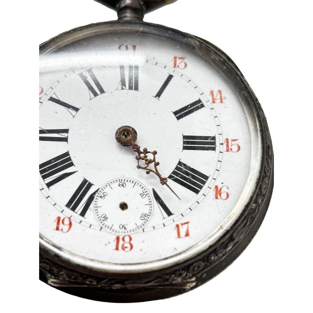 Ancre Ligne Droite Silver Pocket Watch Precision Straight 