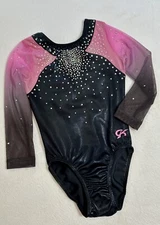 GK ELITE Leotard gymnastics SWAROVSKI RHINESTONE BLING Competition MESH Pink CL