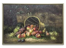 Hungryartist -Original Oil Painting of Still-Life Fruits on Canvas 24x36 Framed