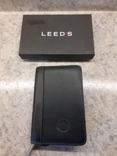 LEED'S Genuine Leather Black Zippered Wallet 6.5" x 4.25" New
