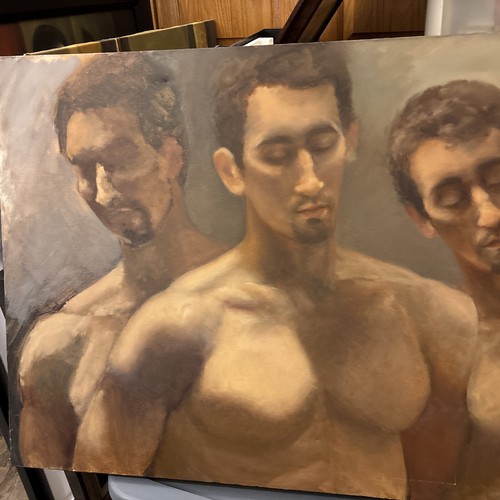 Vintage Original Dominique Cole Male Torso Oil Painting - Picture 13 of 19