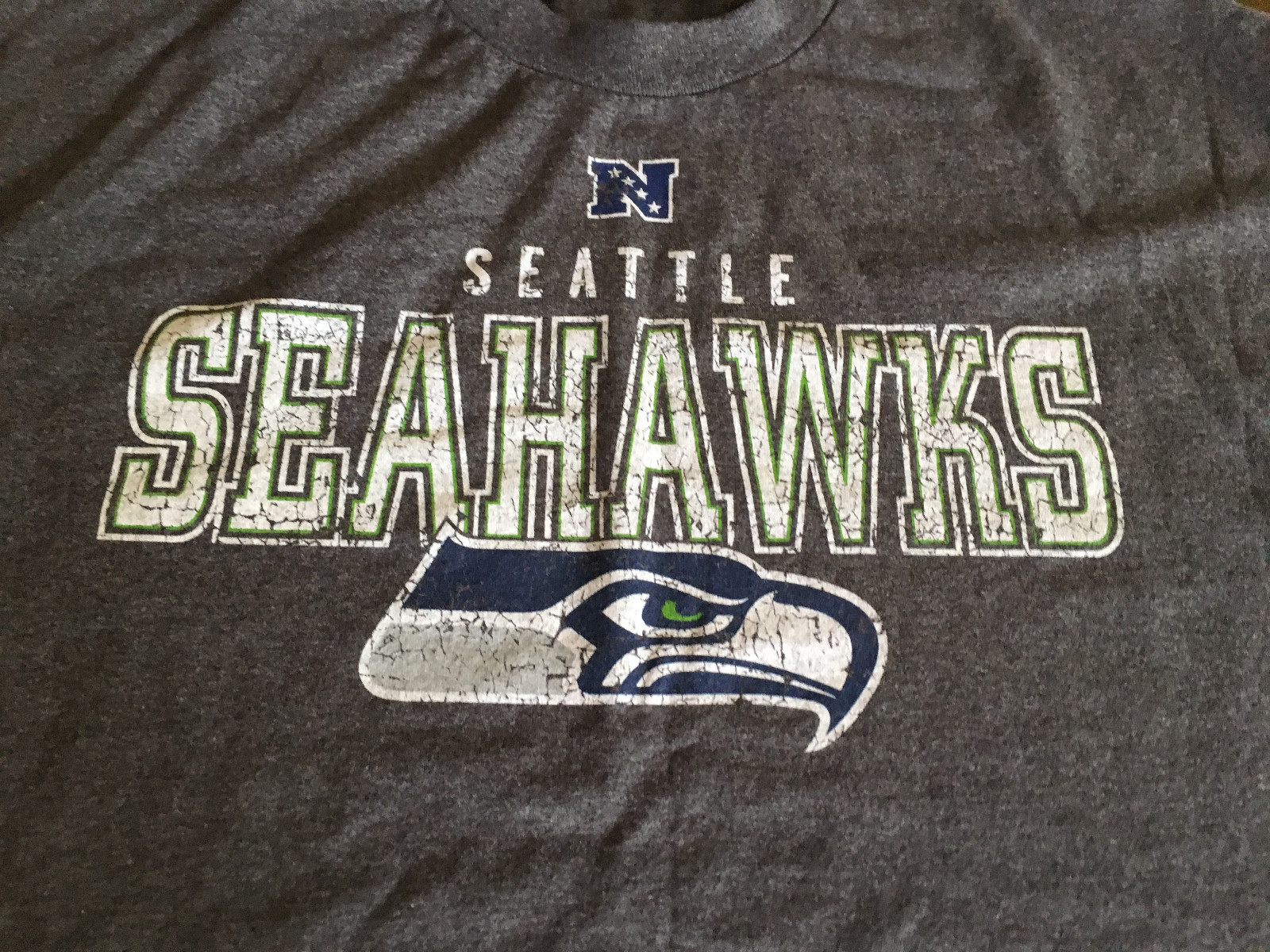 Tshirt T Shirt Mens NFL Team Apparel Seattle Seahawks Football XL Gray Cotton-image