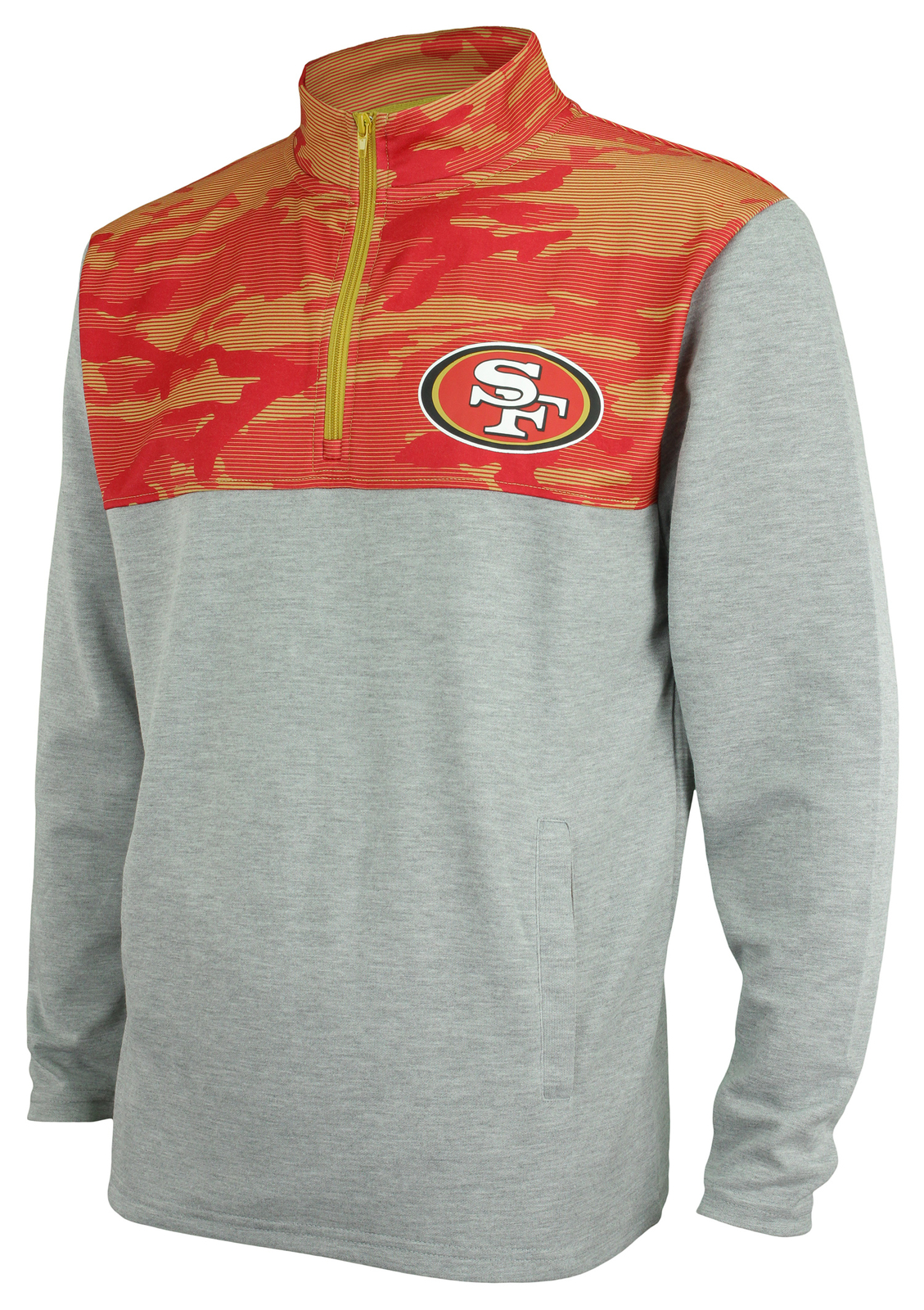 Флисовый пуловер Zubaz NFL Mens San Francisco 49ers на молнии 1/4 с камуфляжной линией
