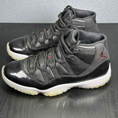 AIR JORDAN XI 11 RETRO USED SIZE 10.5 72-10 BLACK GYM RED WHITE 378037-002 *513