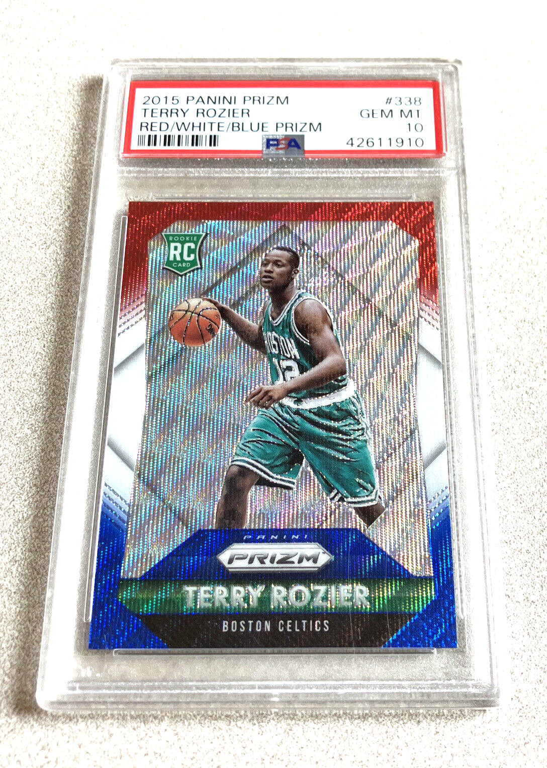 2015 Panini Prizm RC Red White Blue Prizm #338 Terry Rozier PSA 10 GEM MT