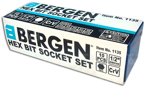 BERGEN-HEX-BIT-10pc-Sockets-Set-1-2-034-Dr-Allen-Keys-H4-To-H19