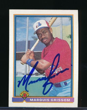 1991 Bowman #435 Marquis Grissom signed auto autograph crisp blue sharpie