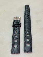 Vintage Tropical - 10216 - NOS Black Rubber Watch Band - 16mm Lugs