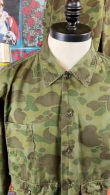 Vintage 60s Green Camouflage Kamo Cotton Utility Hunting Chore