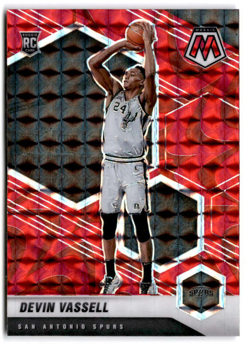 2020-21 Panini Mosaic Reactive Red #221 DEVIN VASSELL  RC San Antonio Spurs 