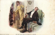 Postcard Romance Man Falls Asleep Waiting for His Woman to Get Dressed Unposted