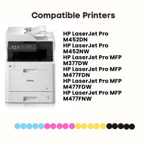 Toner Compatible for HP CF410A M452DN M452NW M377DW MFP-M477FDN (2,300 Pages) - Afbeelding 2 van 5