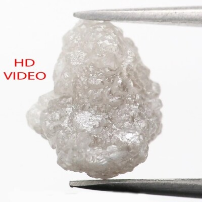 3.54 CT Natural Loose Rough Cut Diamond 10.50 MM White Grey Color Diamond NQ149