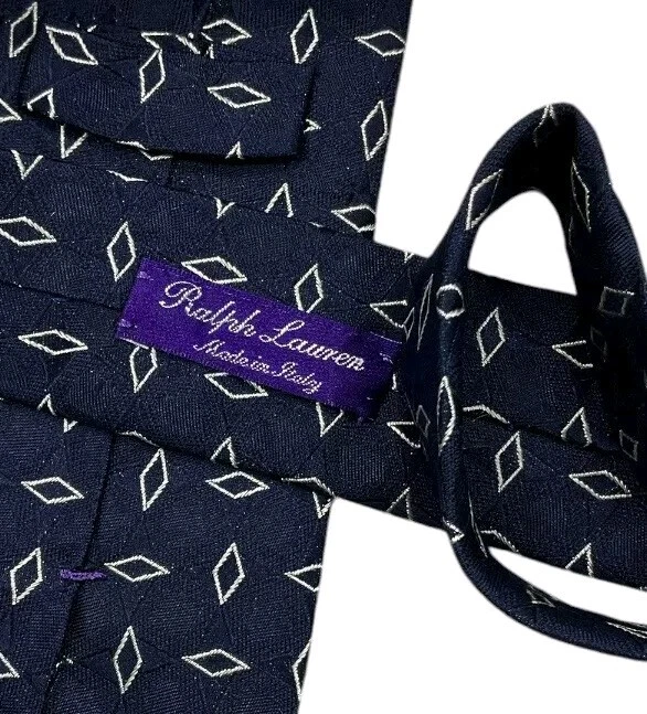 Corbata Ralph Lauren Purple Label para hombre 100 % seda LUJO azul marino geométrica con:3,7" usada en excelente estado Foto 2 de 4