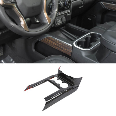 Black Wood Center Gear Shift Panel Trim for Chevy Silverado/GMC Sierra 2019-2022