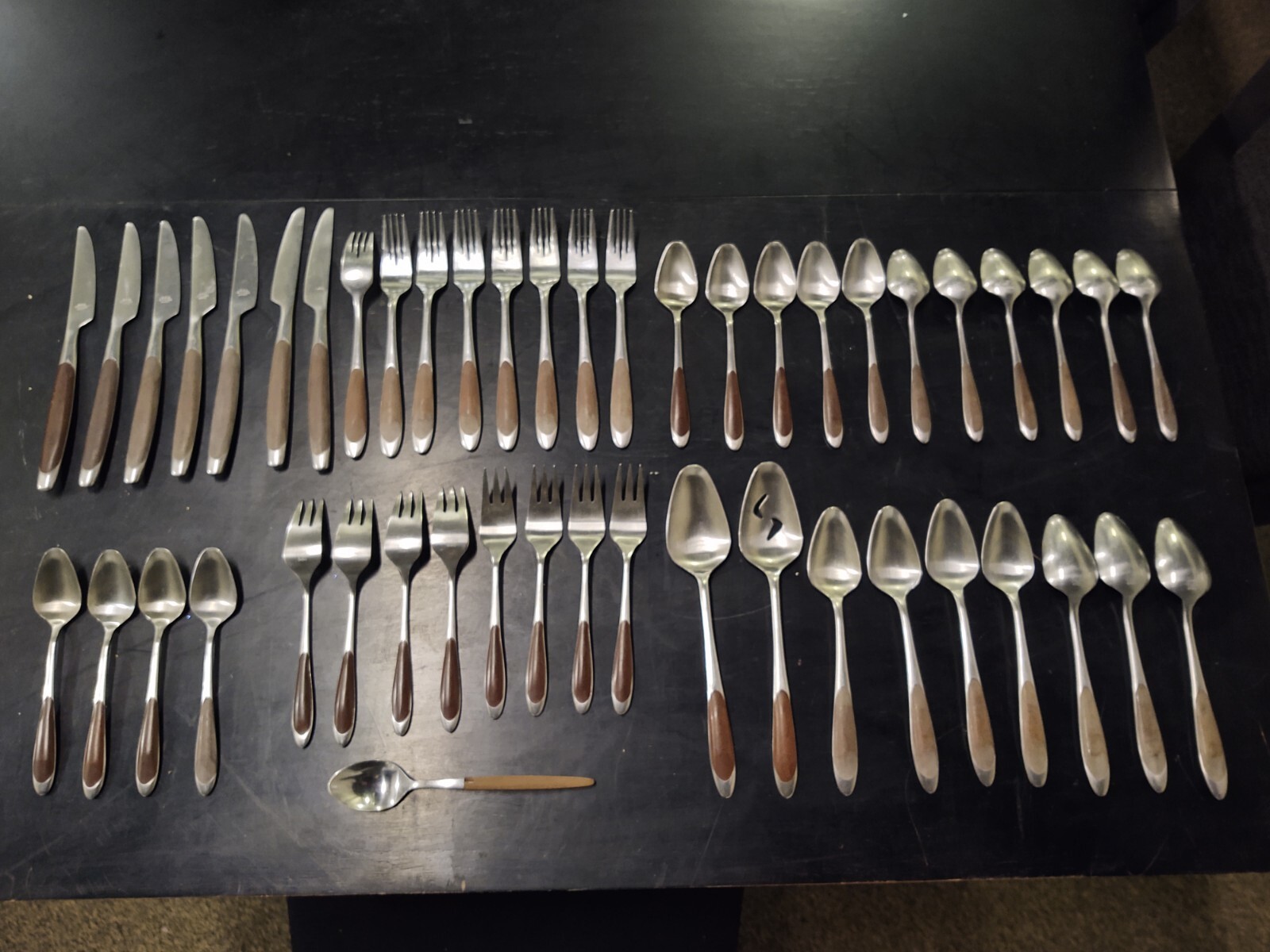 48 PCS Vintage SCC Stainless Steel Japan Flatware Silverware Brown