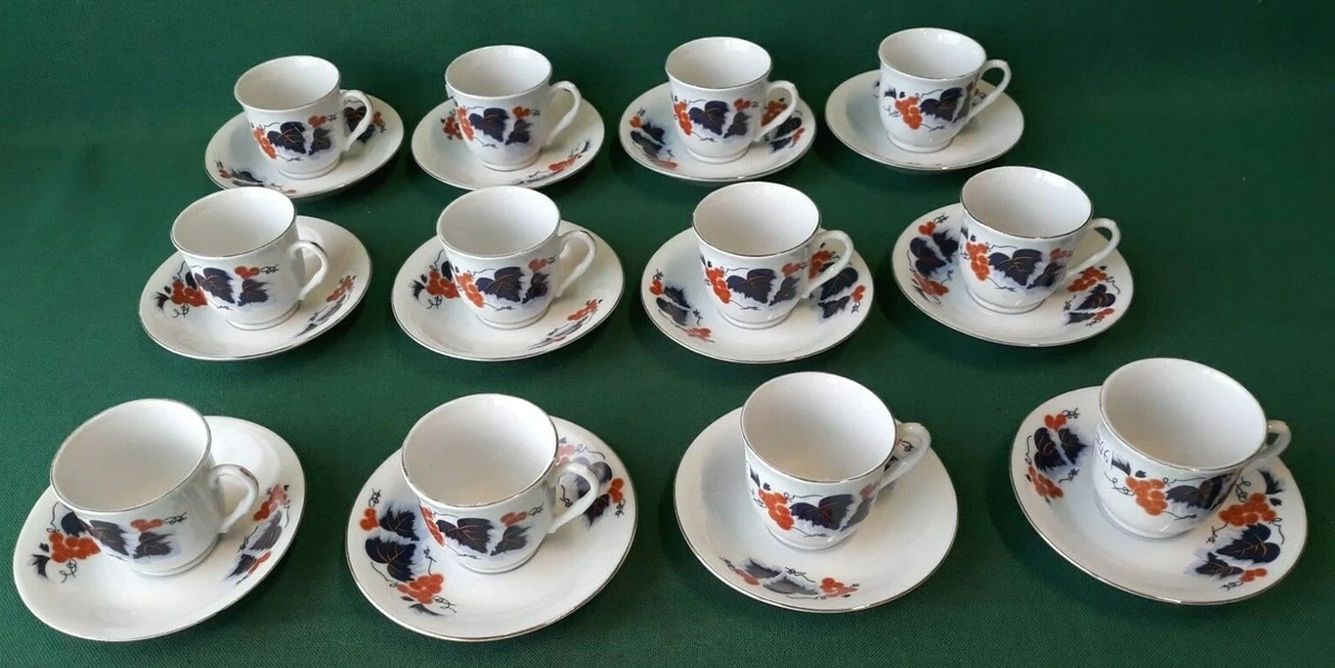 La Porcellana Bianca Set 6 tazze da caffè con foglie e piattino in legno Intavola 90 ml