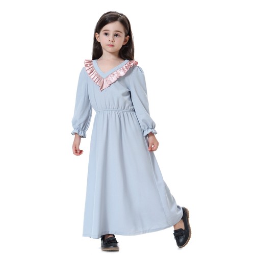 Girls Kids Muslim Long Dress Abaya Islamic Kaftan Girls Robe Ramadan Gown Prom - Picture 8 of 52