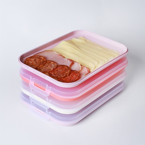 6er Set Frischhaltedose Aufbewahrungsbox Stapelbox Wurst Käse Vorrat bunt - Bild 3 von 6