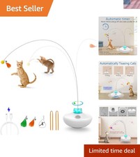 Rechargeable Interactive Cat Tumbler Toy with Extra Long Feather Wand