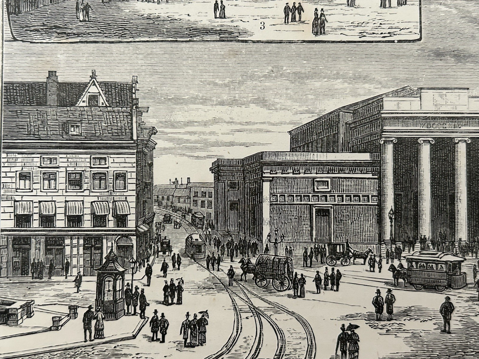 Antique Print 1880 Amsterdam Mint Tower Dam Square Dutch Architecture Engraving