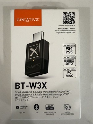 Creative BT-W3X Smart Bluetooth 5.3 aptX HD Audio Transmitter PS5 Switch PC Mac
