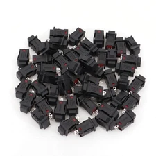 50Pcs PB04A Black 2Pin Self-Locking ON-OFF Square Push Button Switch 3A/125AC