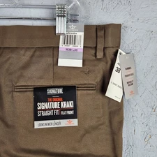 Dockers Khaki Pants Mens 38x30 Brown Signature Straight Fit Flat Front Chino