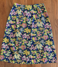 Vintage 60s/70s Mod Floral A-Line Skirt Bold Print Zip Small Size 5, 22"W, 22"L