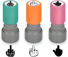 Funny Stamps Set of 3 Styles Middle Finger Self-Inking Stamps Prank Gifts for Me