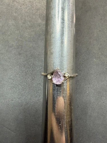 2.3g VTG Sterling Silver 925 Amethyst & CZ Ring Size 11.25 Jewelry Lot M