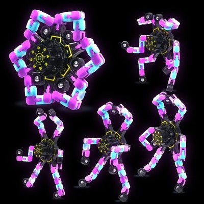 4 Pcs Fidget Toys Bulk Transformable Spinner for Large, Glowpurpleblue