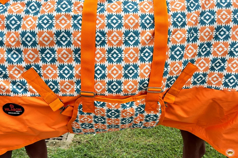 Naranja 66 in HILASON 1200D Invierno Impermeable Poli Caballo Asistencia Manta Vientre Foto 4 de 4