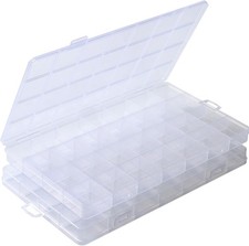 2Packs 28 Grids Plastic Organizer Box,Clear Beads Organizers WHITE TWO