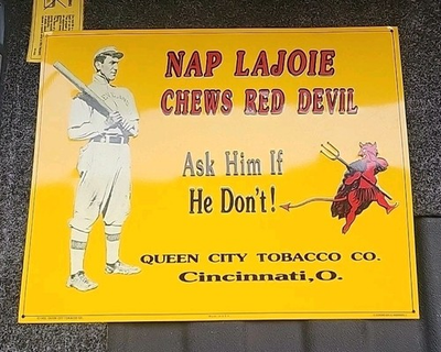 #ad #ad 14 x 11 in RED DEVIL CHEWING TOBACCO ADV. SIGN EMBOSSED TIN METAL $99.95