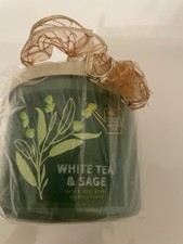 BATH BODY WORKS WHITE TEA SAGE LARGE 14.5OZ SCENTED 3-WICK CANDLE NEW