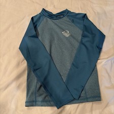 Boys Blue Long Sleeve Swim Shirt Size Small 6-7 Rash Guard