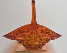 Indiana Glass Orange Monticello, Constellation Basket with handle.