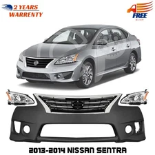 Front Bumper Cover Fascia & Grille Assembly Chrome For 2013-2014 Nissan Sentra