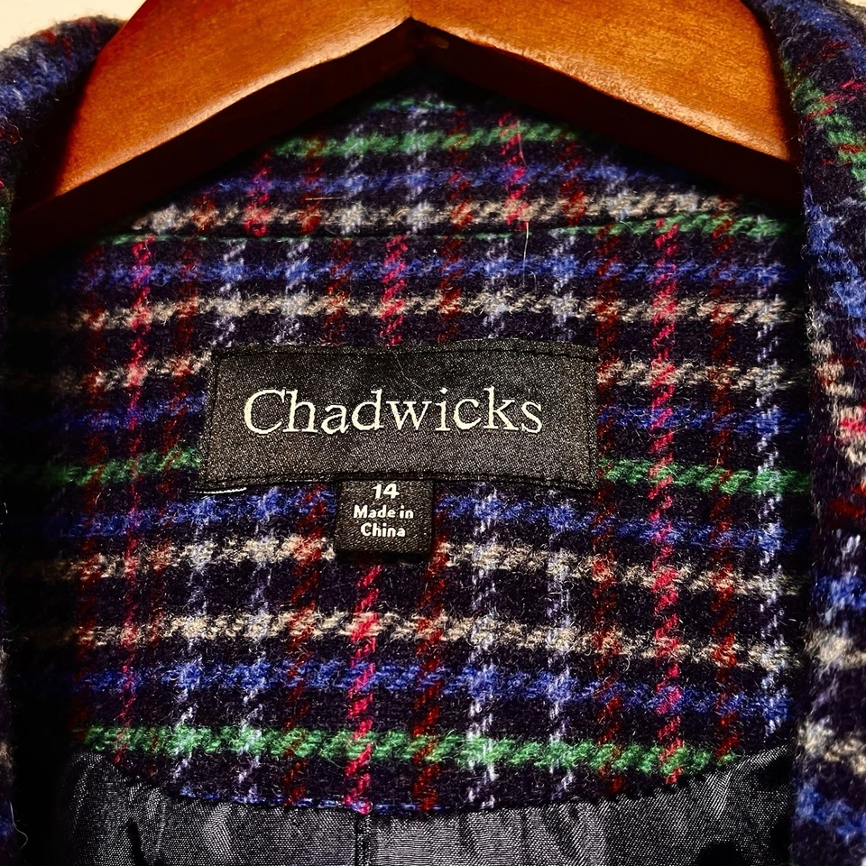 Blazer De Colección CHADWICKS Mezcla de Lana A Cuadros Mujer Talla 14 Chaqueta Multicolor Preppy Foto 4 de 4