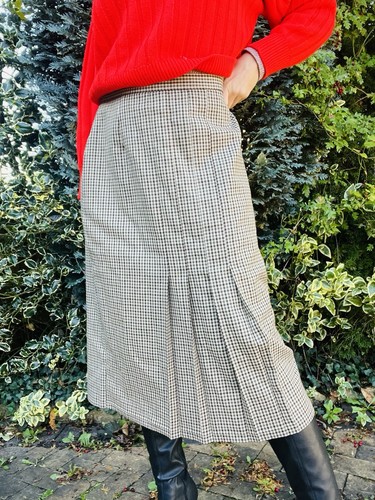 Vintage 1980s Checkered Skirt, Midi Pleated Check Kilt By St Michael Size 14 - Picture 7 of 7