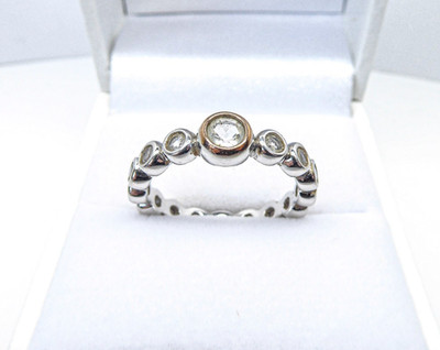 Clogau Gold Silber & 9 kt Rotgold Topas Tennis Feier Ring Größe P 1/2