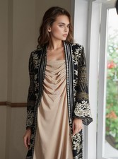 khaadi Sz 10 black kurta jacket tunic vest embroidered sz 10 Pakistani Style