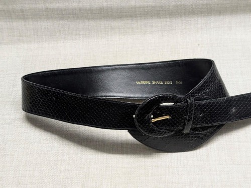 vintage 1980s belt WIDE corset GENUINE SNAKESKIN leather 28 glam STATEMENT 2/2 - Picture 7 of 18
