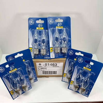 #ad 12 GE Light Bulbs 40Watts Bent Tip Crystal Clear Medium Base Decorative NEW 6 pk $29.99